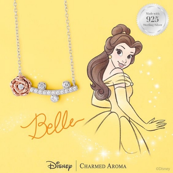 Disney Princess Belle Necklace, 925 Sterling Silver Charmed Aroma - Picture 4 of 5